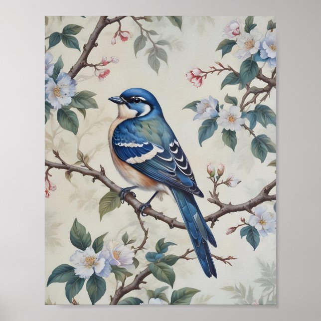 Poster Bleu vintage & Blossoms Wall Art (Devant)