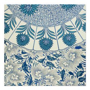 Poster Bleu Vintage Floral Asiatique : Chinoiserie Antiqu