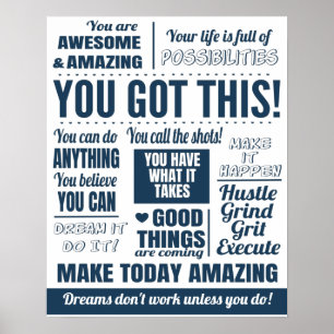 Poster Bleu Vous Avez Ces Citations Motivationnelles