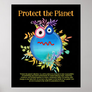 Poster BLEUE PROTÉGER LA PLANÈTE SAVE EARTH MUE Art Poste