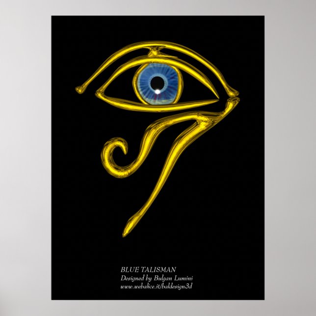 POSTER BLEUE TALISMAN / OEIL OR HORUS (Devant)