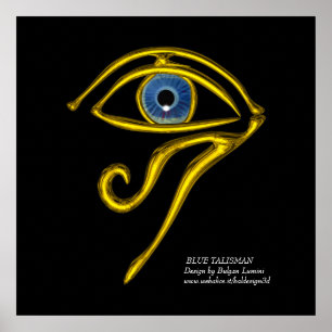 POSTER BLEUE TALISMAN / OEIL OR HORUS