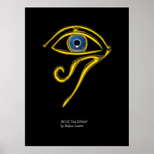 POSTER BLEUE TALISMAN / OEIL OR HORUS