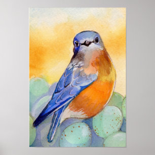 Poster Bleuet aux oeufs Aquarelle
