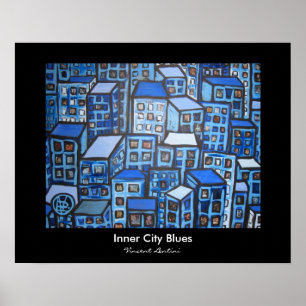 Poster Bleus de centre urbain