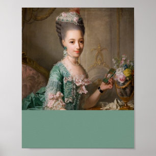 Poster Bloc de couleur turquoise portrait vintage de l'ar