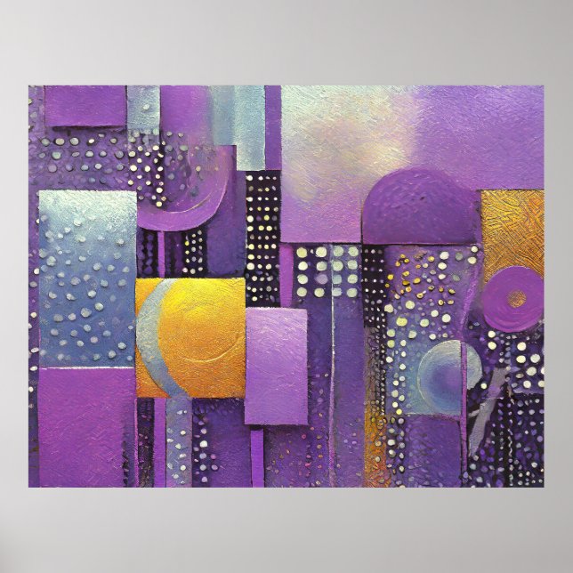 Poster Bloc de couleur Violet Abstrait et Gold ID1043 (Devant)