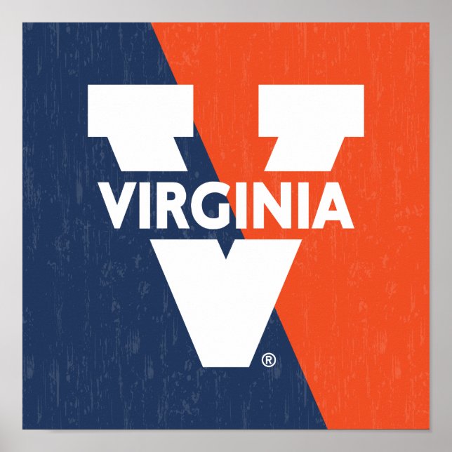 Poster Bloc de couleur Virginia Cavaliers (Devant)