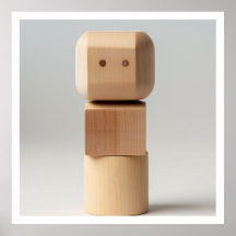 Bloc en bois avec visage sculpté