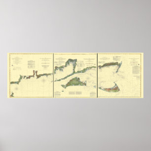 Poster Block Island, Buzzard Bay, Nantucket et Martha’s