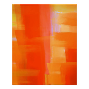Poster Blocs Abstraits Orange et Or Radieux
