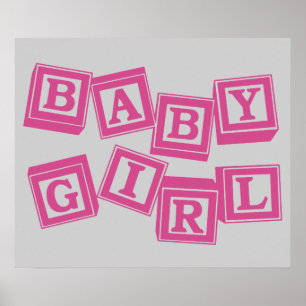 Poster Blocs de bois en alphabet pour bébé bleu pâle