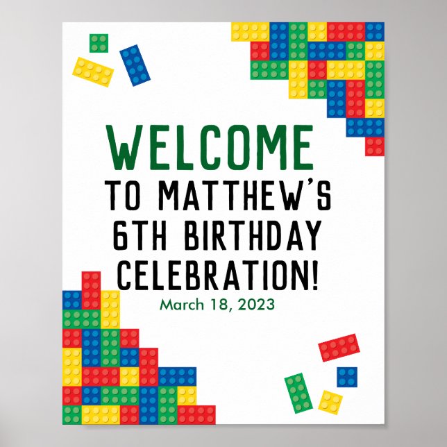 Poster Blocs de construction Anniversaire de fête de bien (Devant)