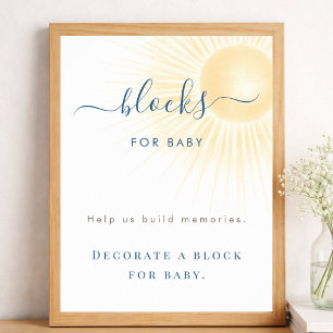 Poster Blocs de Fête de Naissance Neutres aux Rayons de S