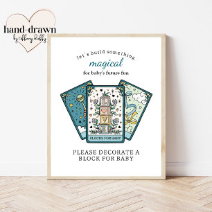 Poster Blocs Frameable Baby shower Tarot pour bébé