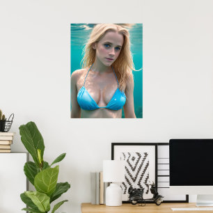 Poster Blond dans une photo sous-marine en bikini