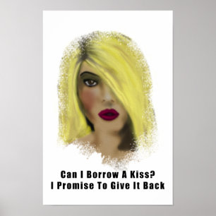 Poster Blonde Bombshell Femme Emprunter Un Baiser
