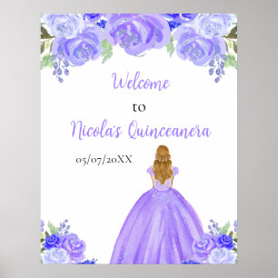 Poster Blonde Cheveux Princesse Purple Quinceanera Bienve