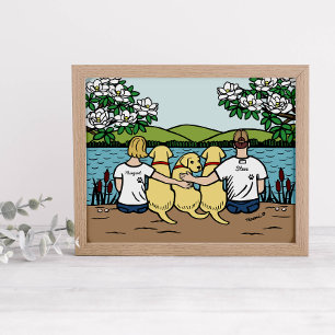 Poster Blonde de la famille du Labrador jaune personnalis
