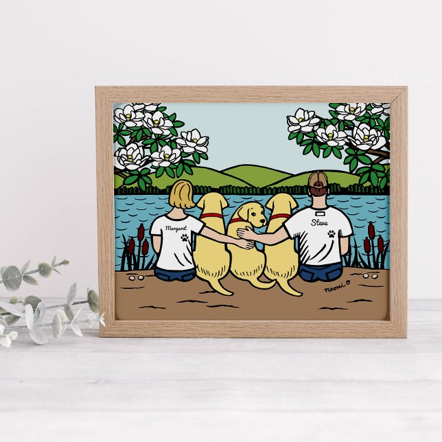 Poster Blonde de la famille du Labrador jaune personnalis (Créateur téléchargé)