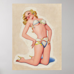 Poster Blonde de pâte à papier dans le Pinup Bikini