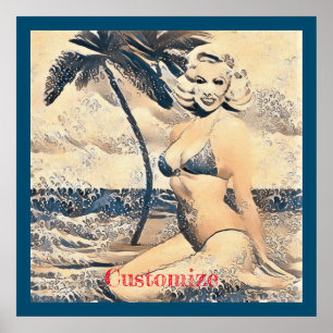 Poster Blonde Kneeling Modèle de bikini Thunder_Cove