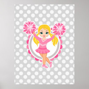 Poster Blonde Pom-pom girl rose - Cute Cheer