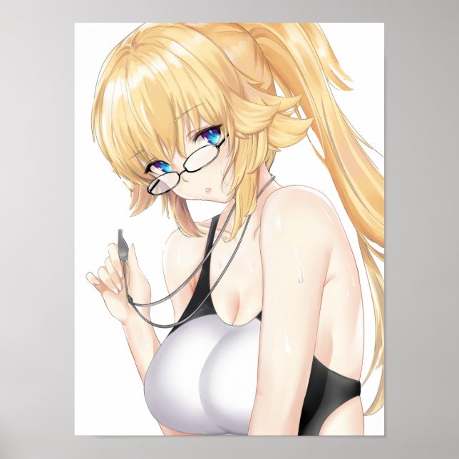Poster Blonde Waifu avec lunettes (Devant)