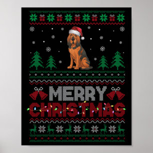 Poster Bloodhound Amoureux de les chiens Santa Hat Christ