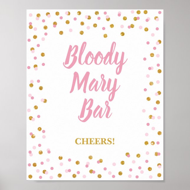 Poster Bloody Mary Bar Party Signale Rose & Gold Confetti (Devant)