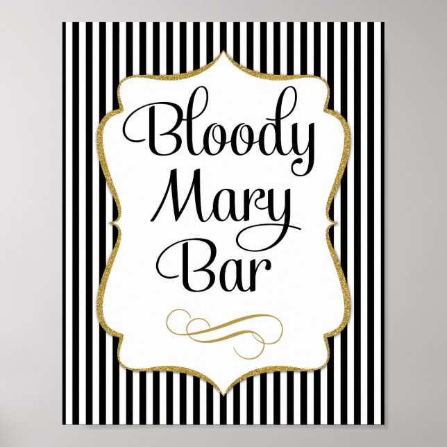 Poster Bloody Mary Bar Sign Black Gold (Devant)