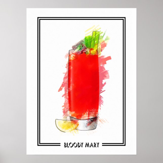Poster Bloody Mary Cocktail Marker Croquis (Devant)