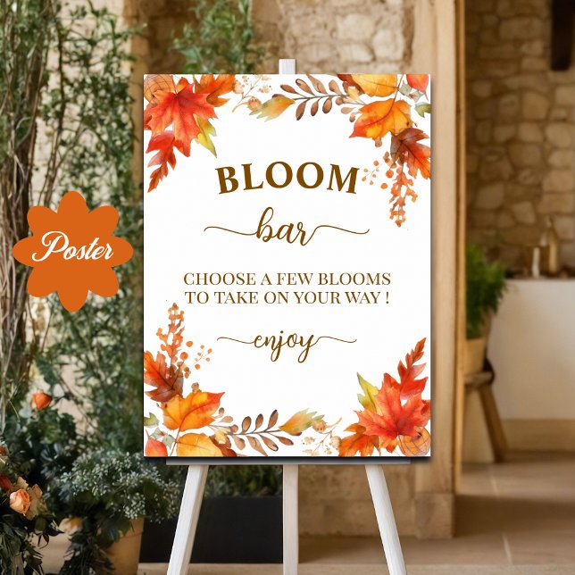 Poster Bloom Bar Fall Boho Floral Bridal Shower (Créateur téléchargé)