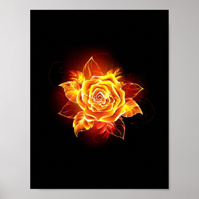 Poster Blooming Fire Rose (Devant)
