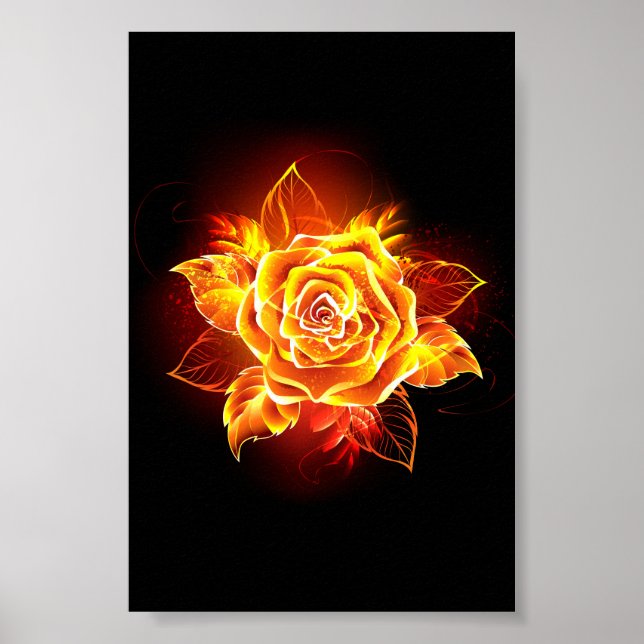 Poster Blooming Fire Rose (Devant)