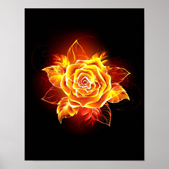 Poster Blooming Fire Rose (Devant)