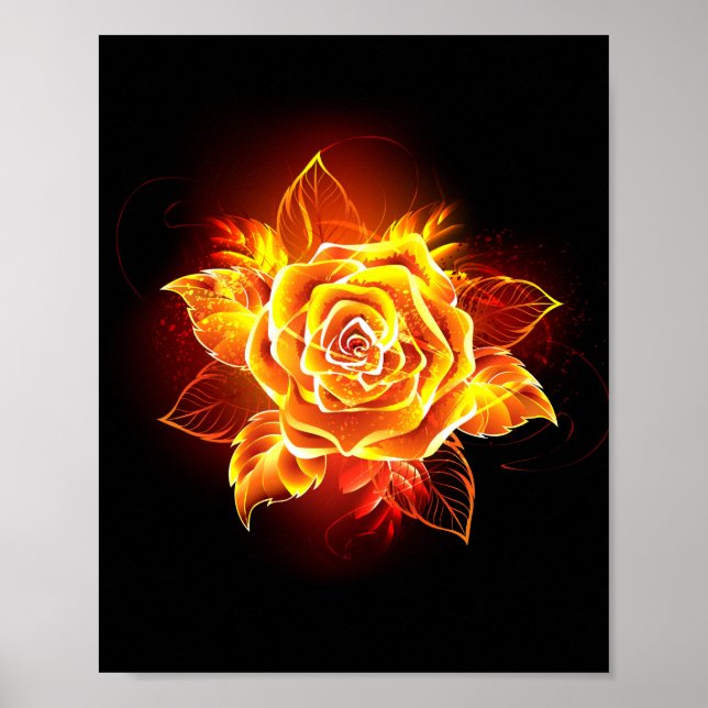 Poster Blooming Fire Rose (Devant)