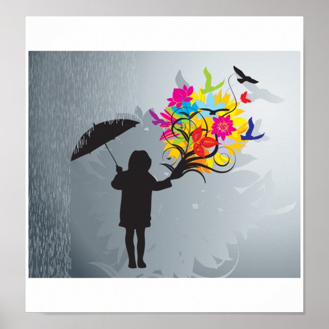 Poster Blooming in the Rain Print (Devant)