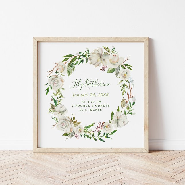Poster Blooms dorés Statistiques personnalisées de naissa (Créateur téléchargé)