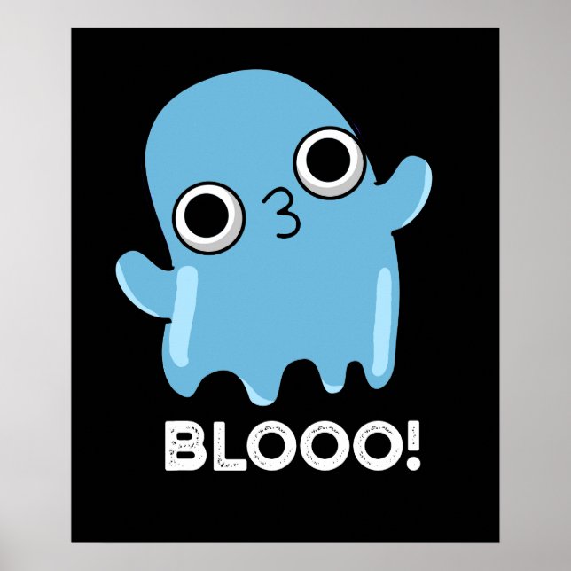 Poster Blooo Funny Blue Ghost Pun Dark BG (Devant)