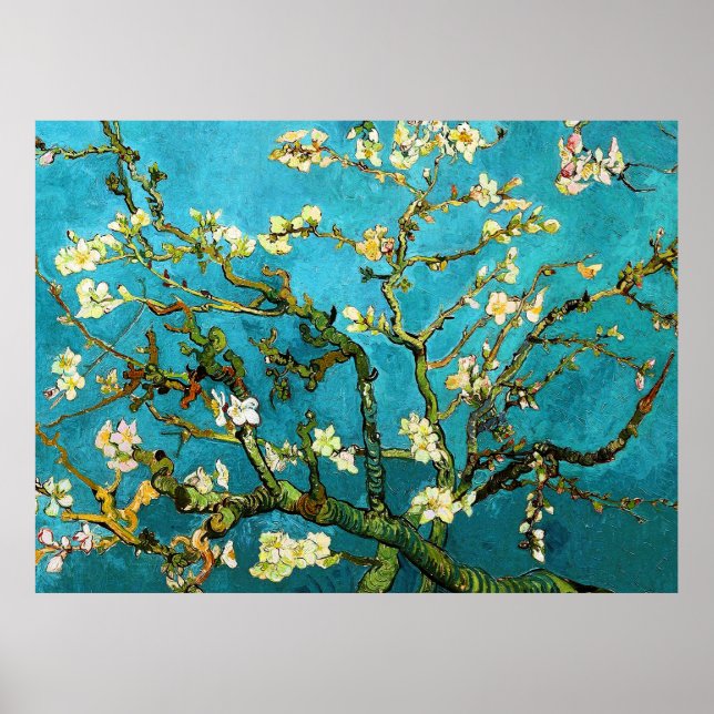 Poster Blossoming Almond Tree Van Gogh Fine Art (Devant)