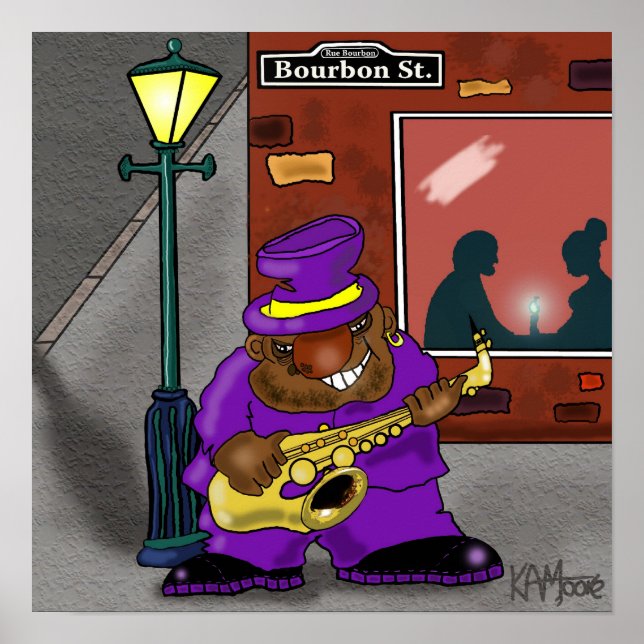 Poster "Blowin' on Bourbon" - par Kev Moore (Devant)
