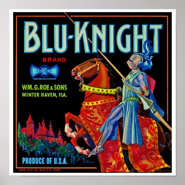 Poster Blu Knight Fruit Étiquette (Devant)