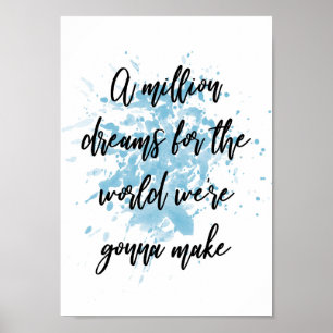 Poster Blue A Million Dreams Chanson Lyric Wall Art Impri