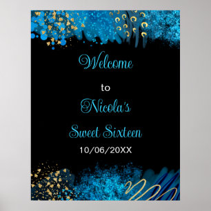 Poster Blue Alcohol Enk Sweet 16 Anniversaire Fête Bienve