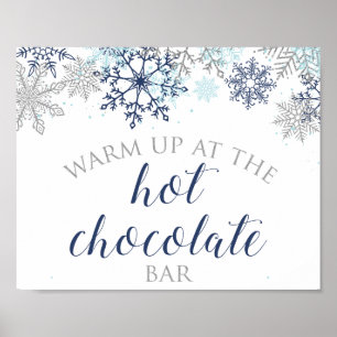 Poster Blue and Silver Snowflake Hot Chocolate Bar Sign