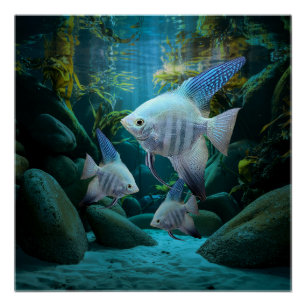Poster Blue Angelfish Aquarium sous-marin Fish Tank Lover