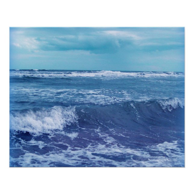Poster Blue Atlantic Ocean Waves Nuages Sky Photographie (Devant)