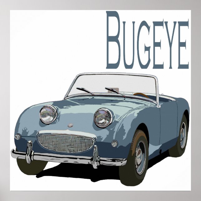 Poster Blue Austin Healey Sprite (Devant)