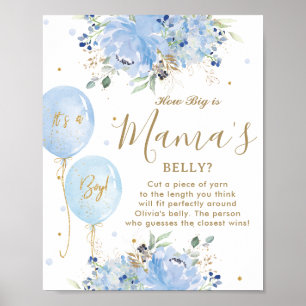 Poster Blue Balloons Floral Boy Comment Big Mama's Belly